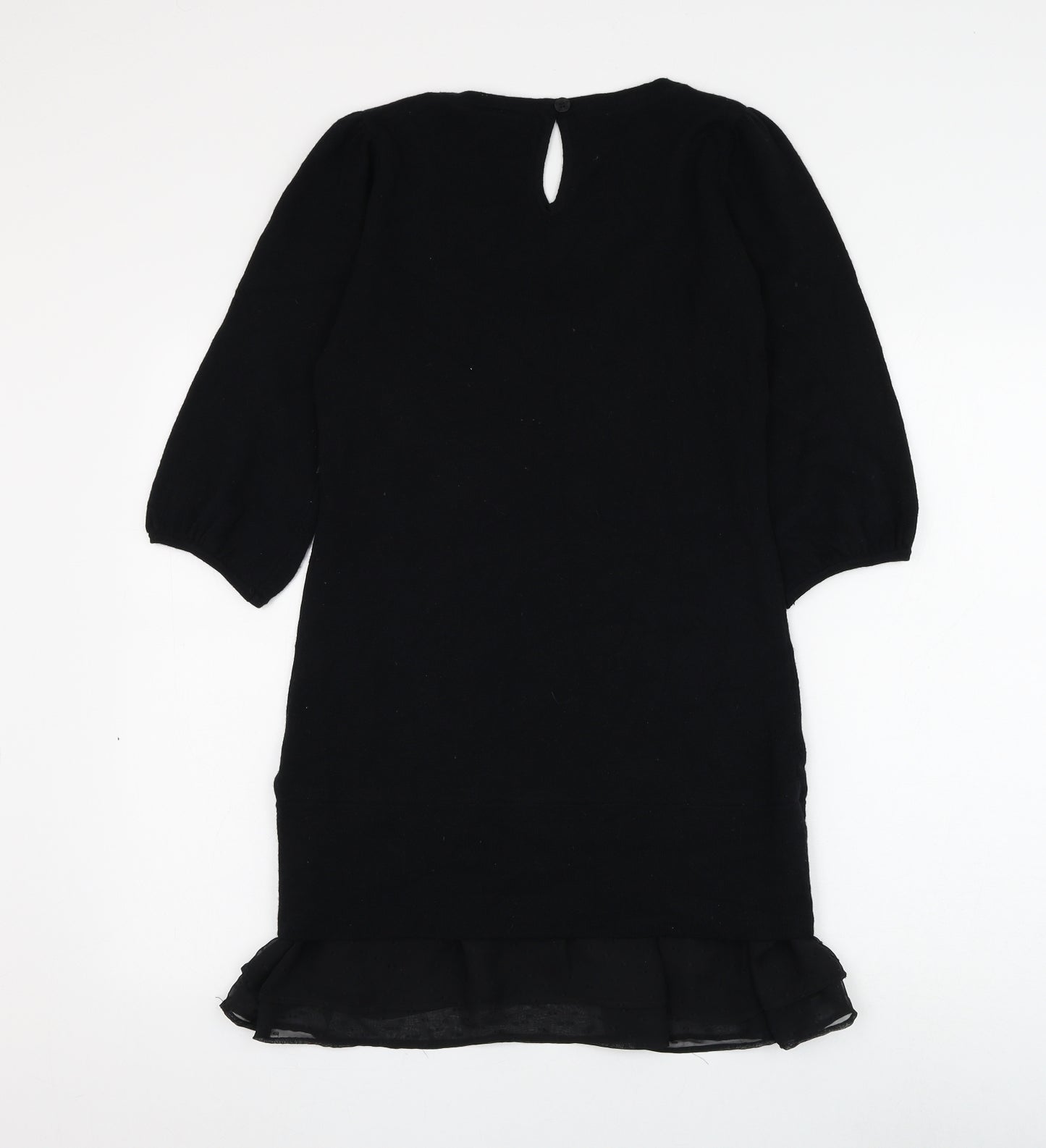 HOOCH Womens Black Wool Jumper Dress Size 10 Scoop Neck Pullover