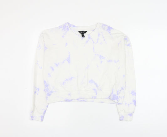 New Look Girls White Geometric Cotton Pullover Sweatshirt Size 14-15 Years Pullover - Tie Dye