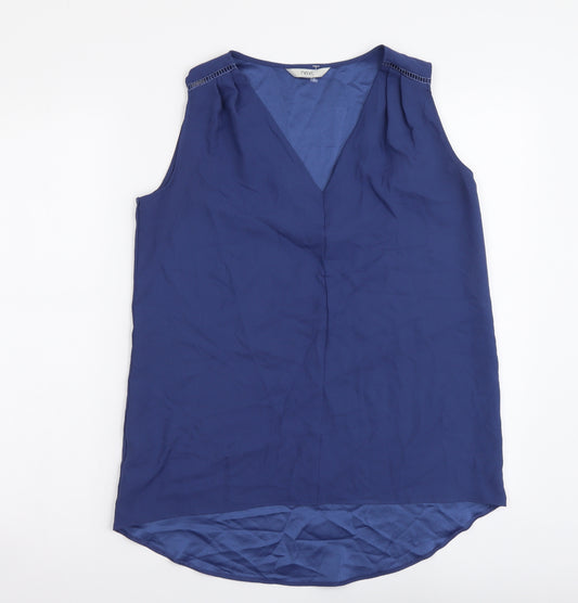 NEXT Womens Blue Polyester Basic Blouse Size 10 V-Neck