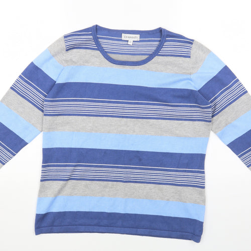 CHIANTI Mens Multicoloured Striped Viscose Pullover Sweatshirt Size L