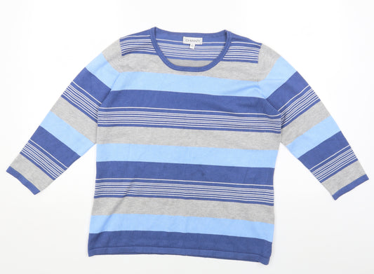 CHIANTI Mens Multicoloured Striped Viscose Pullover Sweatshirt Size L