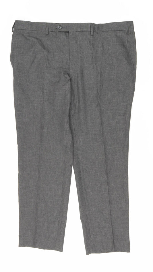 Marks and Spencer Mens Grey Polyester Trousers Size 40 in L28 in Regular Zip