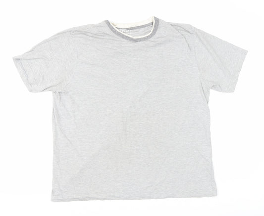 Matalan Mens Grey Striped Cotton T-Shirt Size XL Round Neck