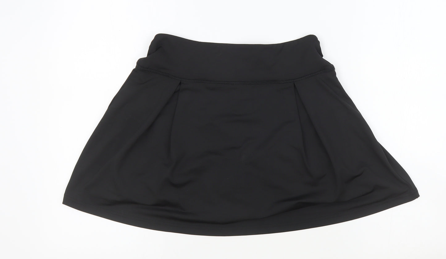 East Hong Womens Black Polyester Compression Shorts Size M L10 in Regular - Activewear Skort