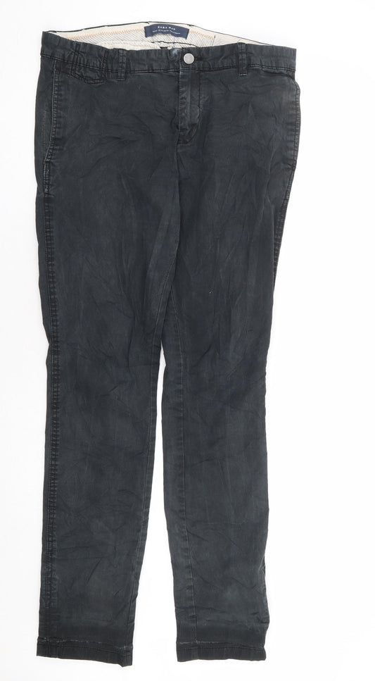 Zara Mens Green Polyester Trousers Size 34 in L34 in Regular Zip