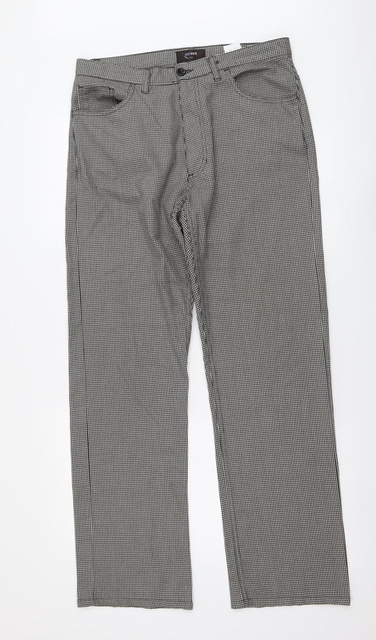 Peter Werth Mens Beige Geometric Polyester Trousers Size 34 in L32 in Regular Button