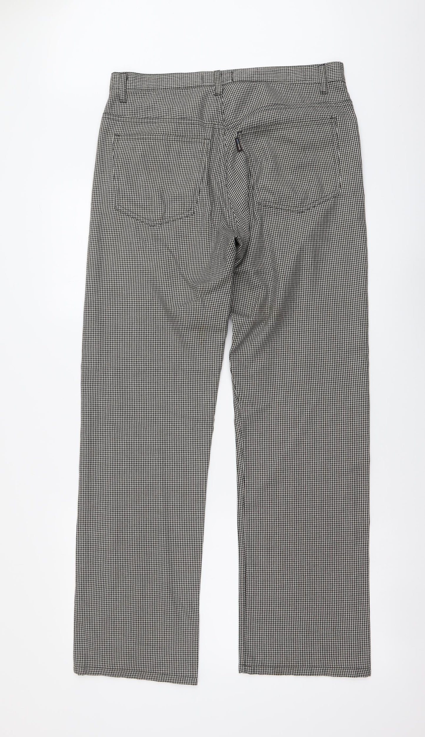Peter Werth Mens Beige Geometric Polyester Trousers Size 34 in L32 in Regular Button