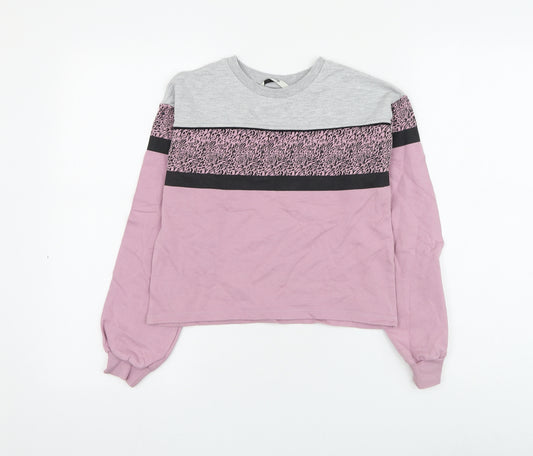 George Girls Pink Animal Print Cotton Pullover Sweatshirt Size 10-11 Years Pullover - Leopard Print