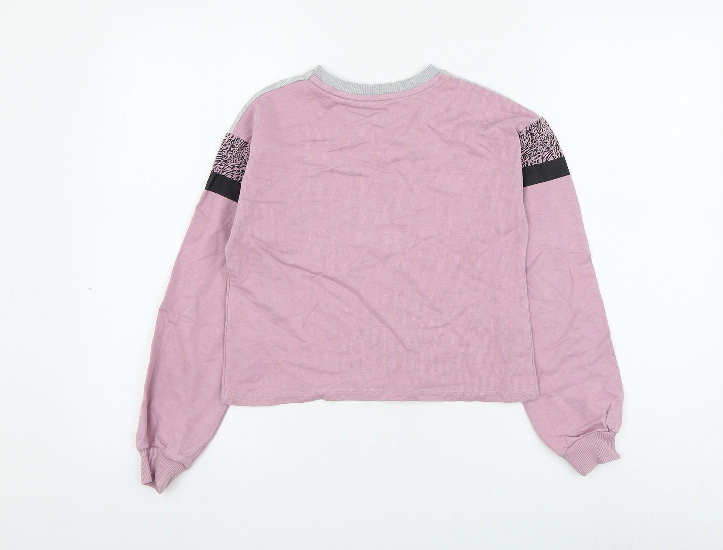 George Girls Pink Animal Print Cotton Pullover Sweatshirt Size 10-11 Years Pullover - Leopard Print