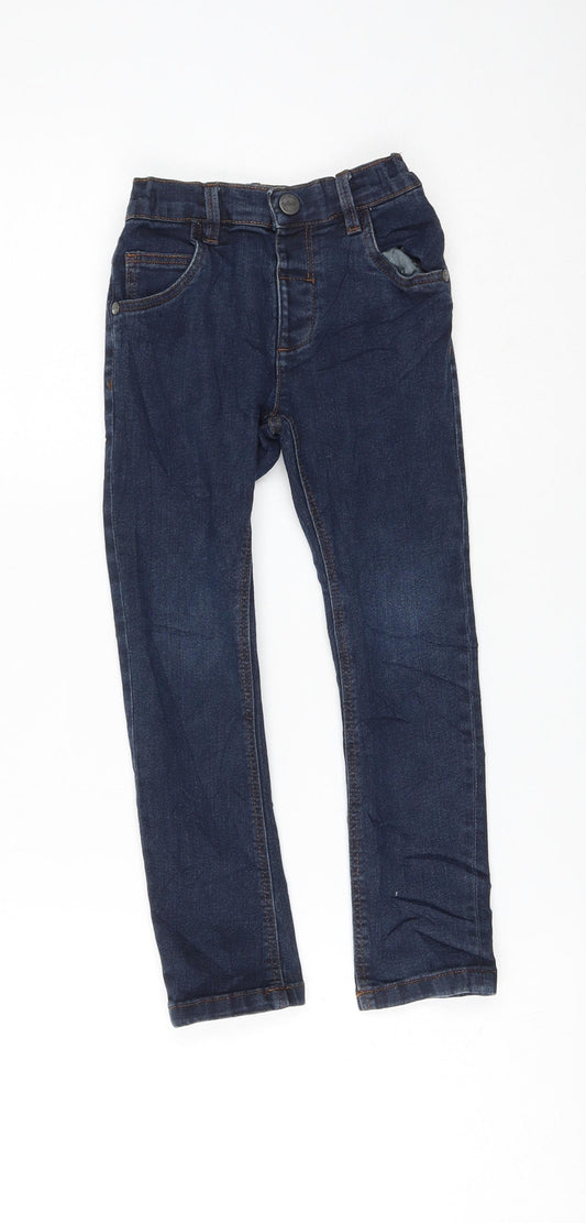 NEXT Girls Blue Cotton Skinny Jeans Size 4-5 Years Regular Zip