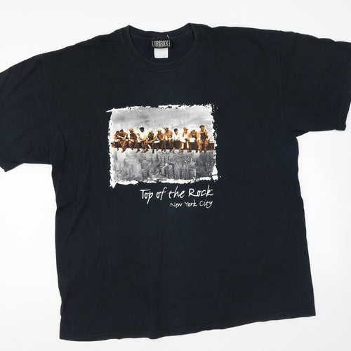 Gildan Mens Black Cotton T-Shirt Size XL Roll Neck - Top Of The Rock