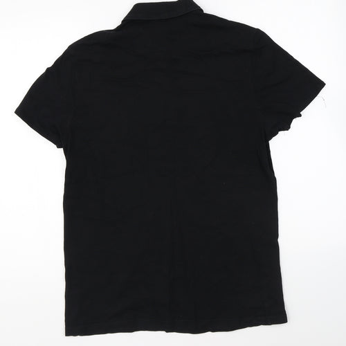 New Look Mens Black Cotton Polo Size M Collared Button