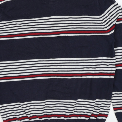 Atlantic Bay Mens Multicoloured Striped Cotton Polo Size M Collared Button