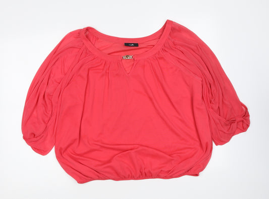 Wallis Womens Pink Polyester Basic Blouse Size L Scoop Neck