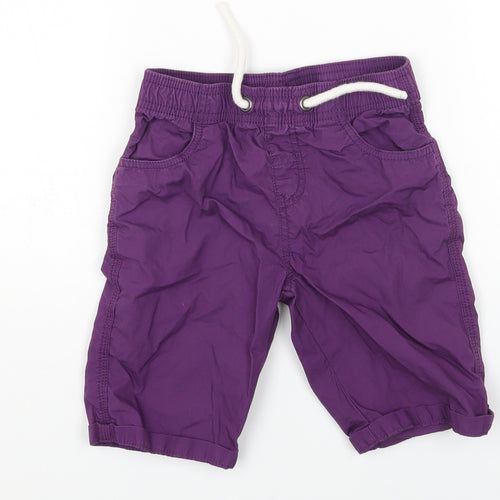 TU Boys Purple Cotton Cargo Shorts Size 6 Years Regular Drawstring