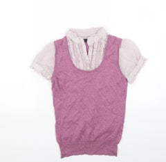 NEXT Womens Purple Cotton Basic Blouse Size 10 Collared