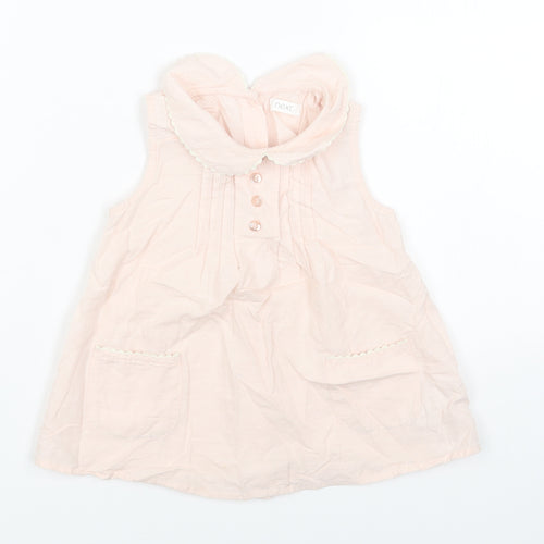 NEXT Girls Pink Cotton A-Line Size 3 Years Collared Button