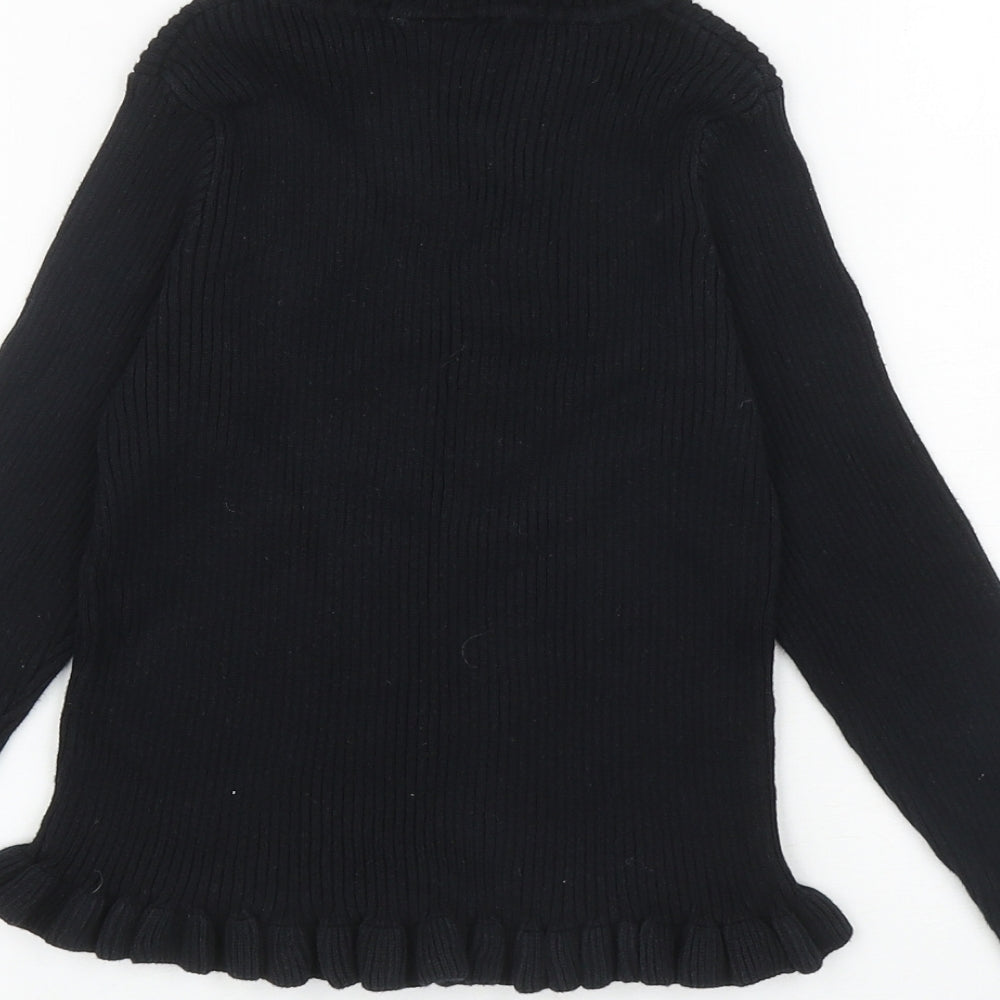 Matalan Girls Black Roll Neck Cotton Pullover Jumper Size 9 Years Pullover