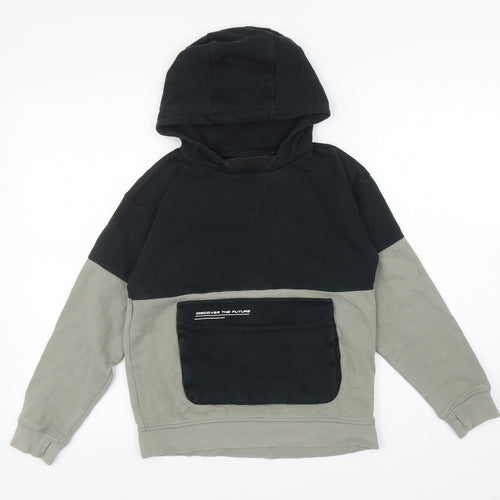Nutmeg Boys Grey Colourblock Cotton Pullover Hoodie Size 10-11 Years Pullover - Discover The Future