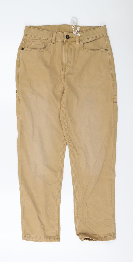 Marks and Spencer Boys Yellow Cotton Straight Jeans Size 10-11 Years Regular Zip