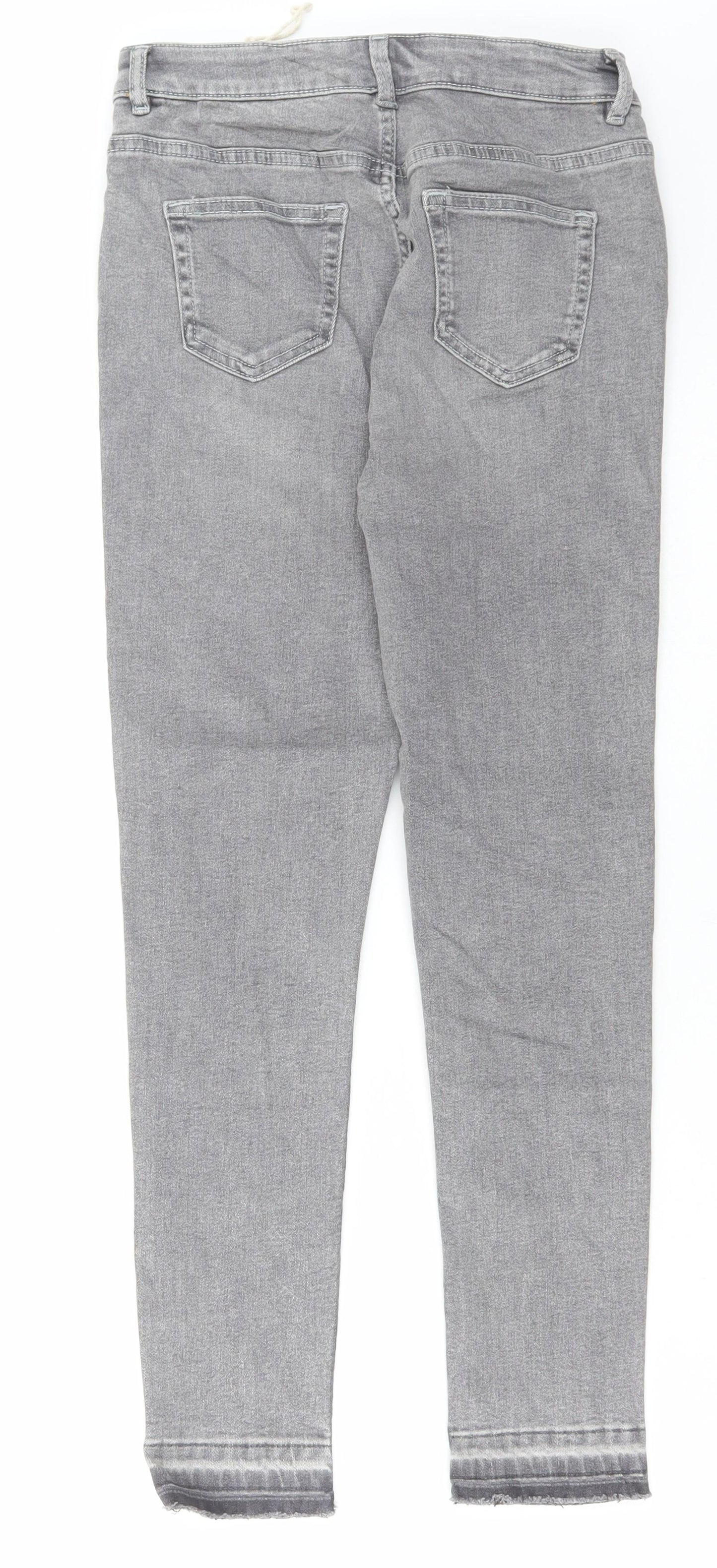 Marks and Spencer Girls Grey Cotton Skinny Jeans Size 11-12 Years Regular Button