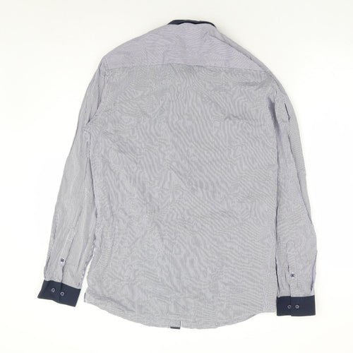 NEXT Mens Blue Striped Cotton Dress Shirt Size 15.5 Collared Button