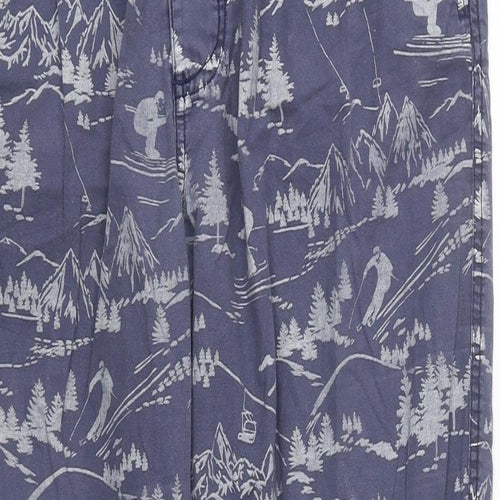 NEXT Mens Blue Geometric Polyester Trousers Size L L37 in Regular Drawstring