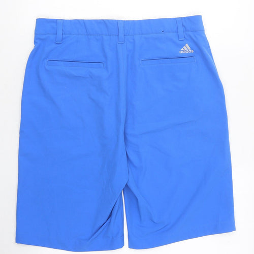 adidas Mens Blue Polyester Sweat Shorts Size 32 in L16 in Regular Zip