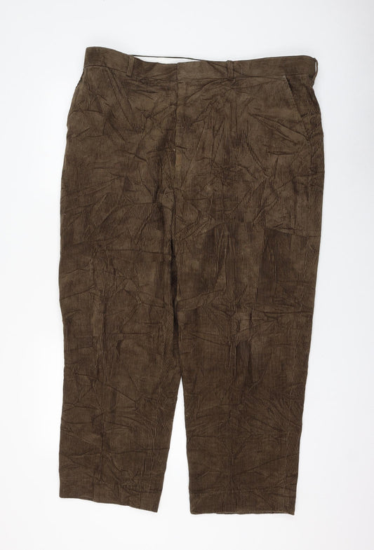 Churns Mens Brown Cotton Trousers Size 42 in L25 in Regular Zip