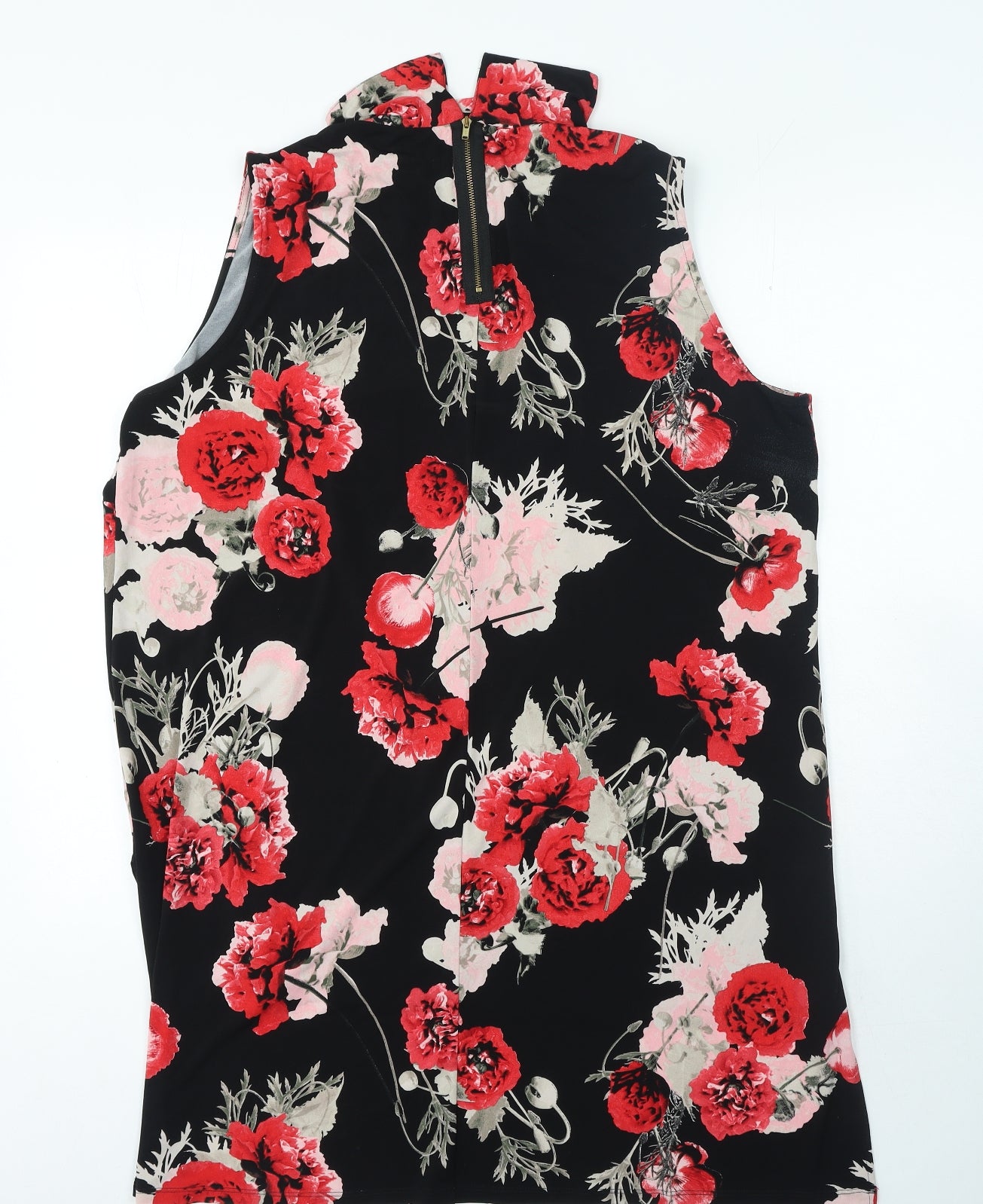 Joanna Hope Womens Black Floral Polyester A-Line Size 20 Collared Zip