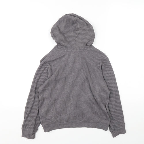 H&M Girls Grey Polyester Pullover Hoodie Size 8-9 Years Pullover - Ribbed fabric