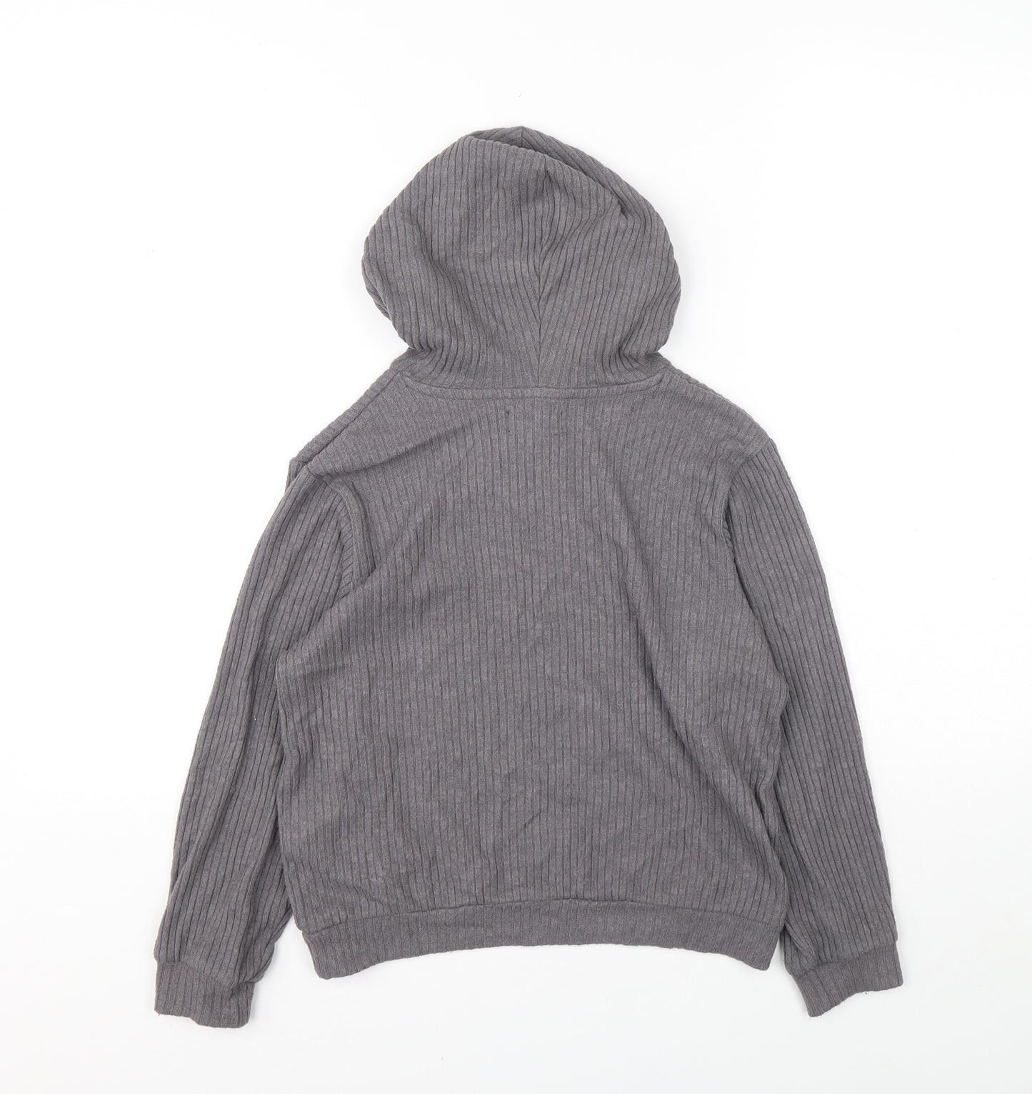 H&M Girls Grey Polyester Pullover Hoodie Size 8-9 Years Pullover - Ribbed fabric