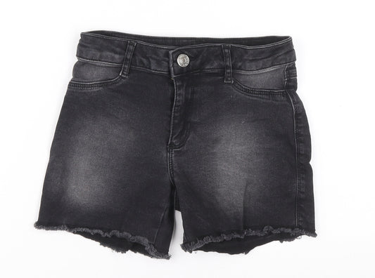 LC Waikiki Girls Black Cotton Biker Shorts Size 8-9 Years Regular Zip