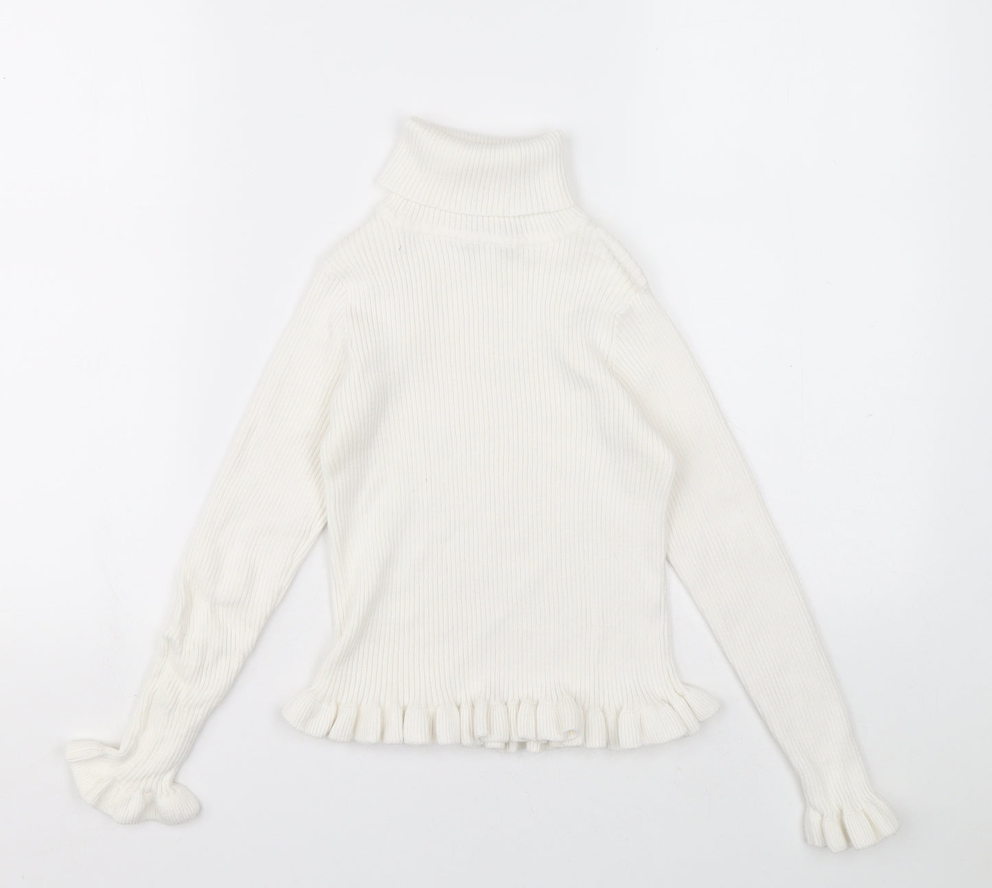 I love girls wear Girls White Roll Neck Cotton Pullover Jumper Size 9 Years Pullover