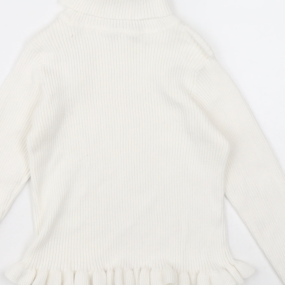 I love girls wear Girls White Roll Neck Cotton Pullover Jumper Size 9 Years Pullover