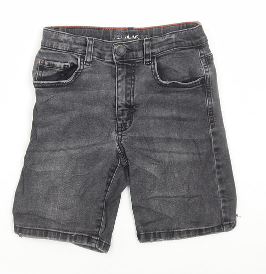 Zara Boys Grey Cotton Bermuda Shorts Size 7 Years Regular Zip