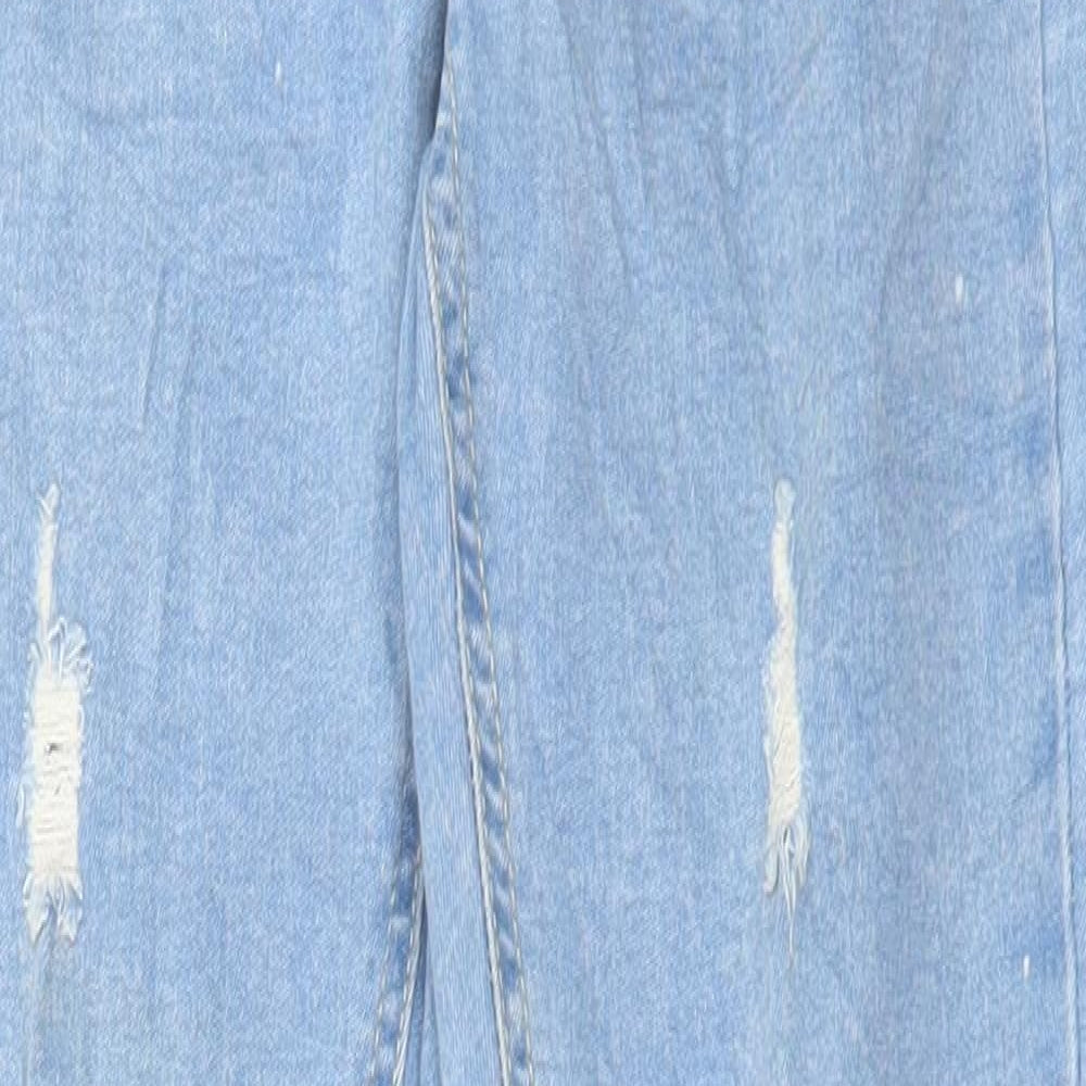 Denim 365 Girls Blue Cotton Skinny Jeans Size 13-14 Years Regular Button - Distressed Denim