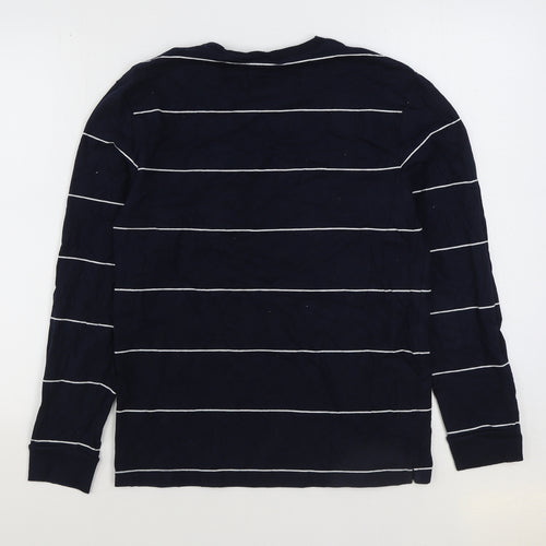 Marks and Spencer Mens Blue Striped Cotton Pullover Sweatshirt Size S
