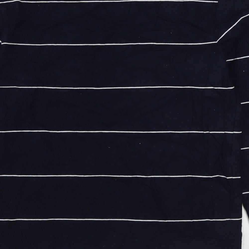 Marks and Spencer Mens Blue Striped Cotton Pullover Sweatshirt Size S
