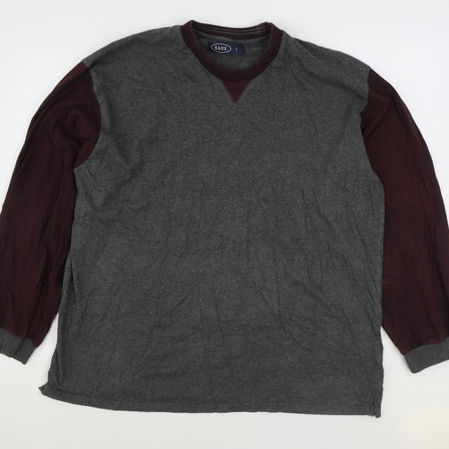 Easy Mens Grey Cotton Pullover Sweatshirt Size L - Colour Block