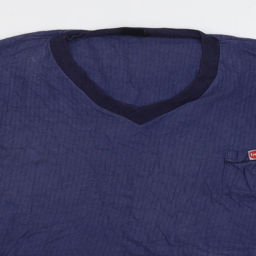 Emporio Classics Mens Blue Cotton T-Shirt Size XL V-Neck