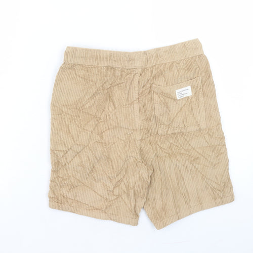 Marks and Spencer Boys Beige Cotton Bermuda Shorts Size 11-12 Years Regular Drawstring