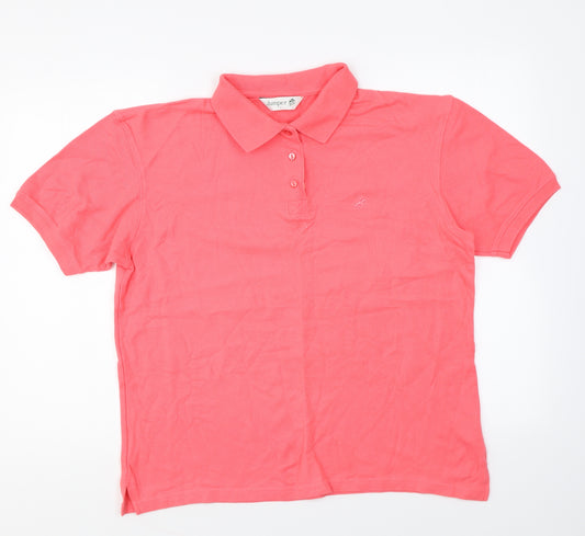 Jumper Womens Pink Cotton Basic Polo Size L Collared
