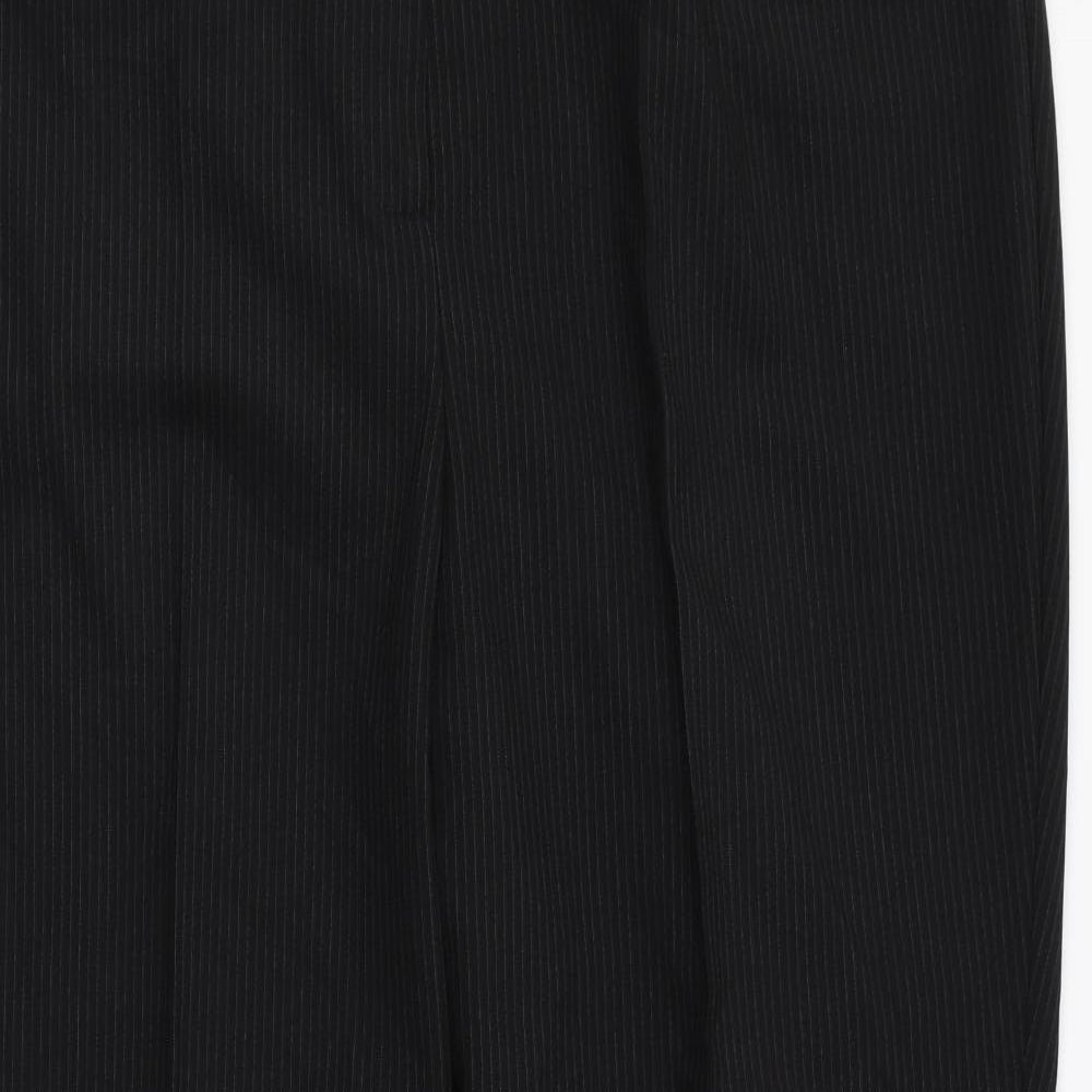 Arcadia Womens Black Striped Polyester Trousers Size 24 L30 in Regular Zip