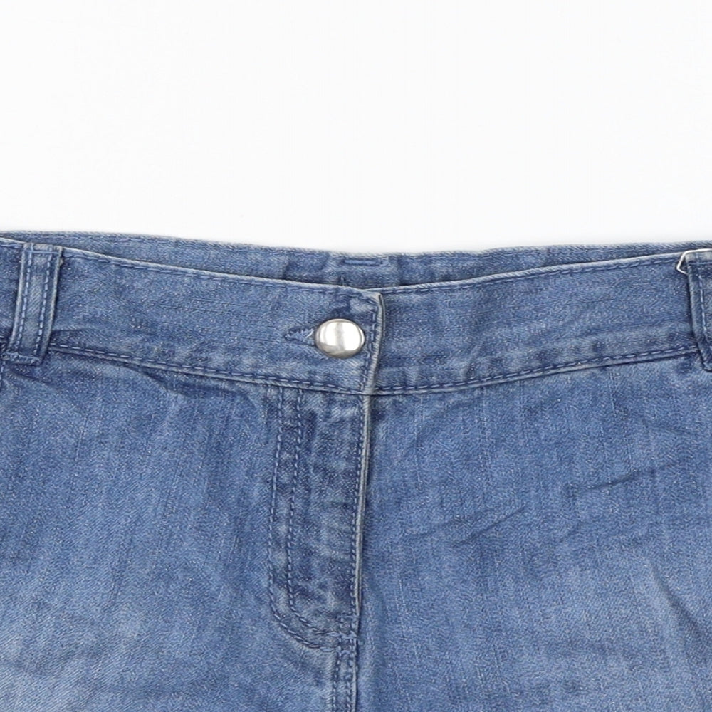 F&F Girls Blue Cotton Cut-Off Shorts Size 12-13 Years Regular Zip