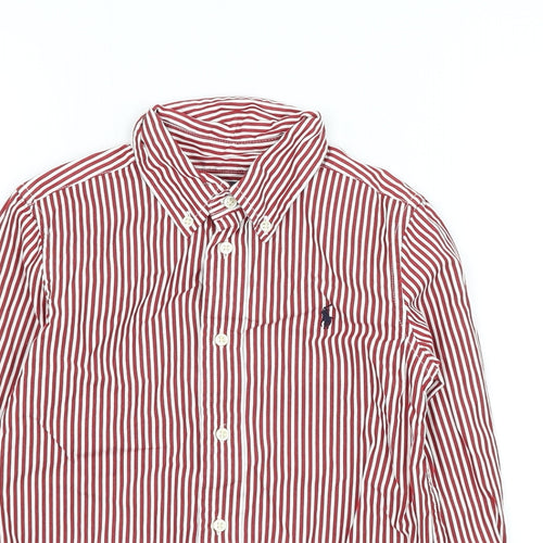 Ralph Lauren Boys Red Striped Cotton Basic Button-Up Size 5 Years Collared Button