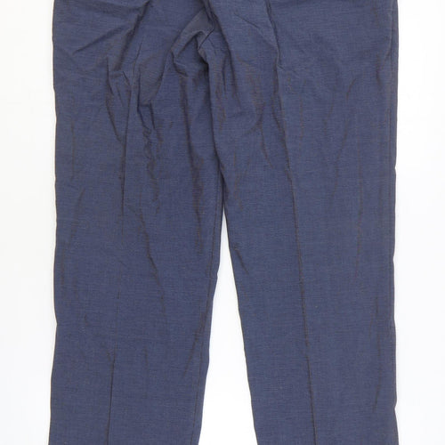 Kirkland Mens Blue Cotton Trousers Size 36 in L32 in Regular Zip