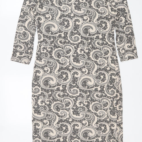 Voulez-Vous Womens Beige Paisley Polyester A-Line Size XL Round Neck Pullover