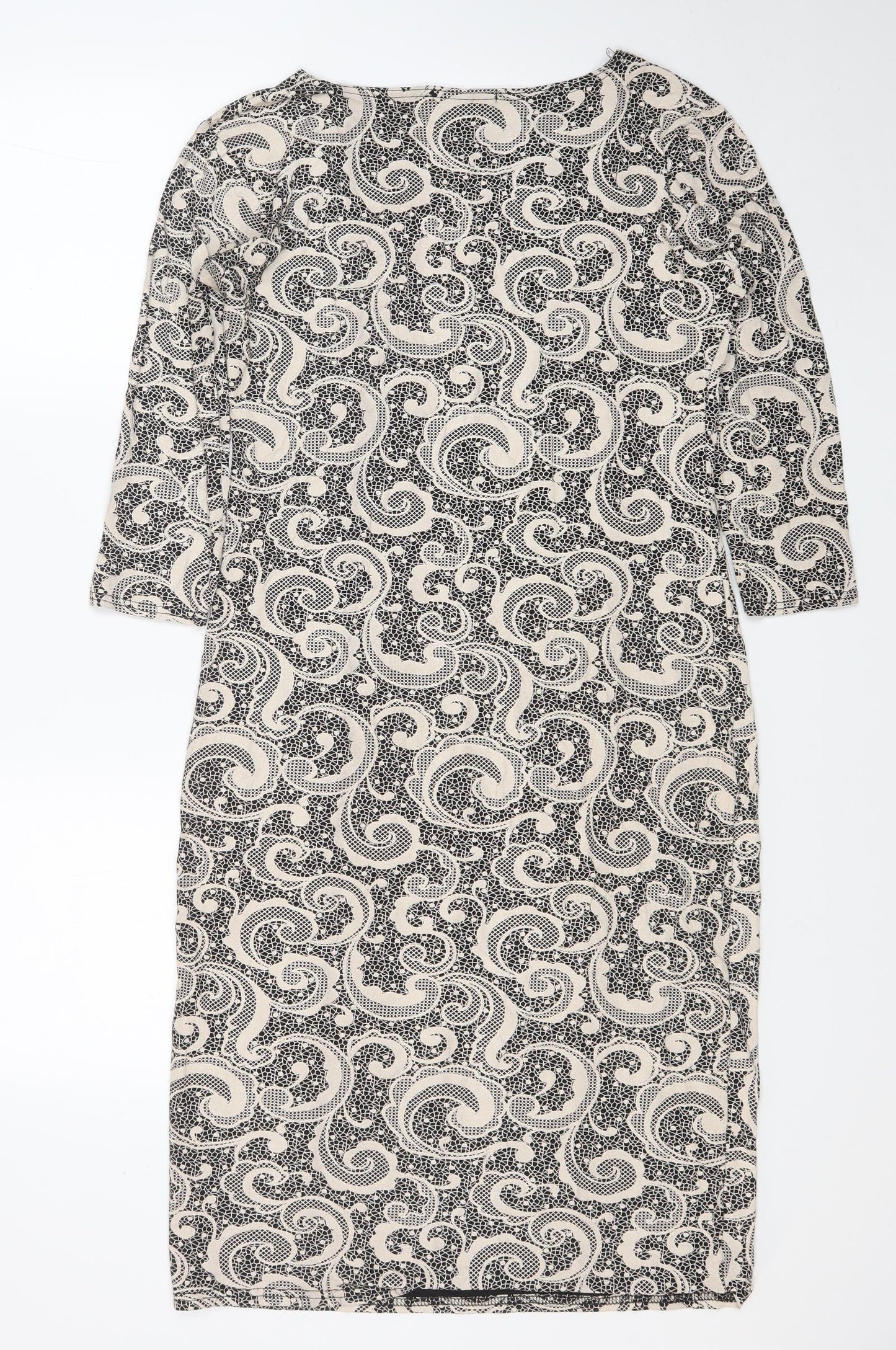 Voulez-Vous Womens Beige Paisley Polyester A-Line Size XL Round Neck Pullover