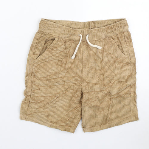 Marks and Spencer Boys Brown Cotton Sweat Shorts Size 9-10 Years Regular Drawstring